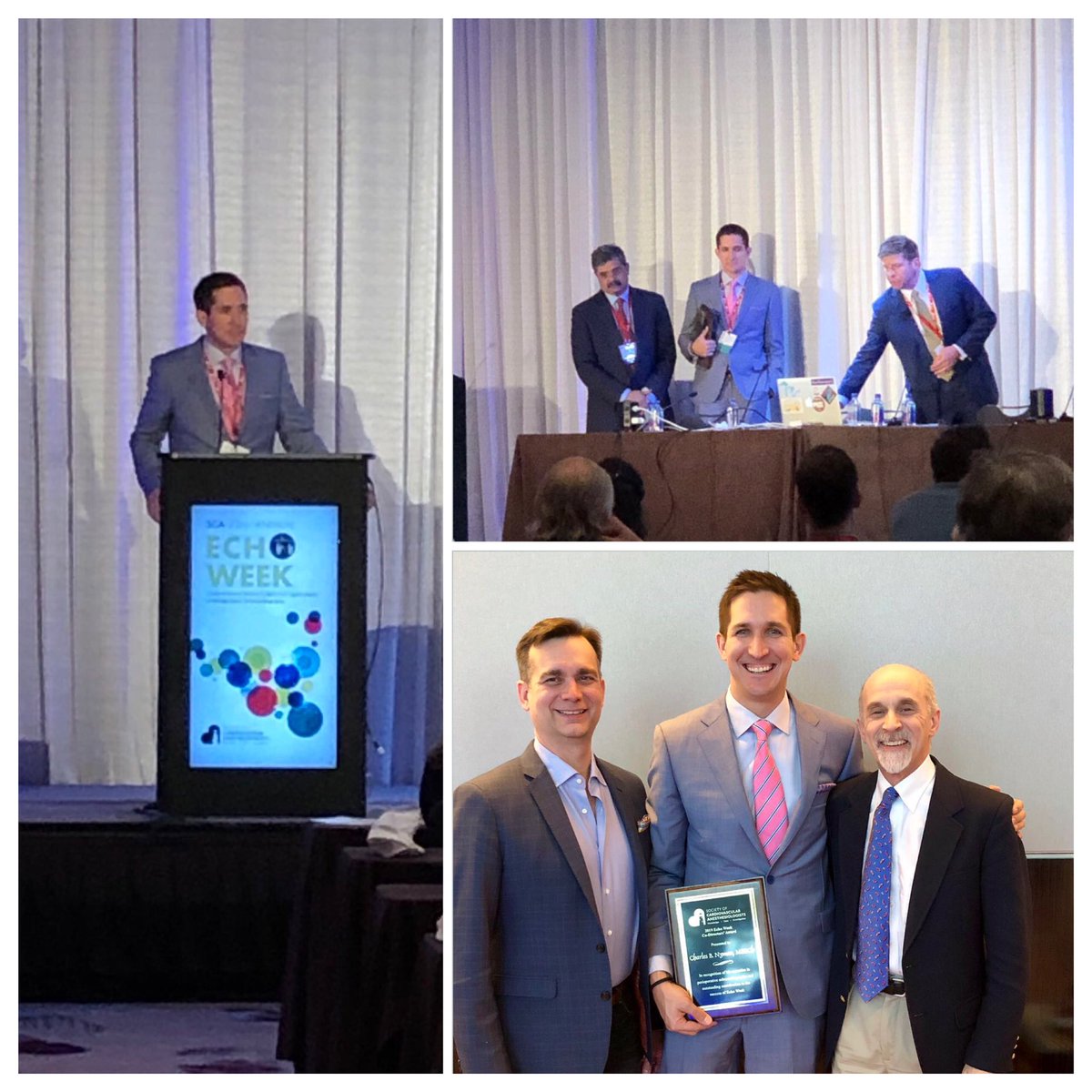 DouglasShookMD's tweet photo. Congratulations @charles_nyman for being honored at #SCAEchoWeek with the Co-Directors Award for your dedication and expertise in the field of echocardiography.  It is well deserved.  @scahq @marktaylor201 @FerozeMahmood2 https://t.co/cnWFGSL36Y