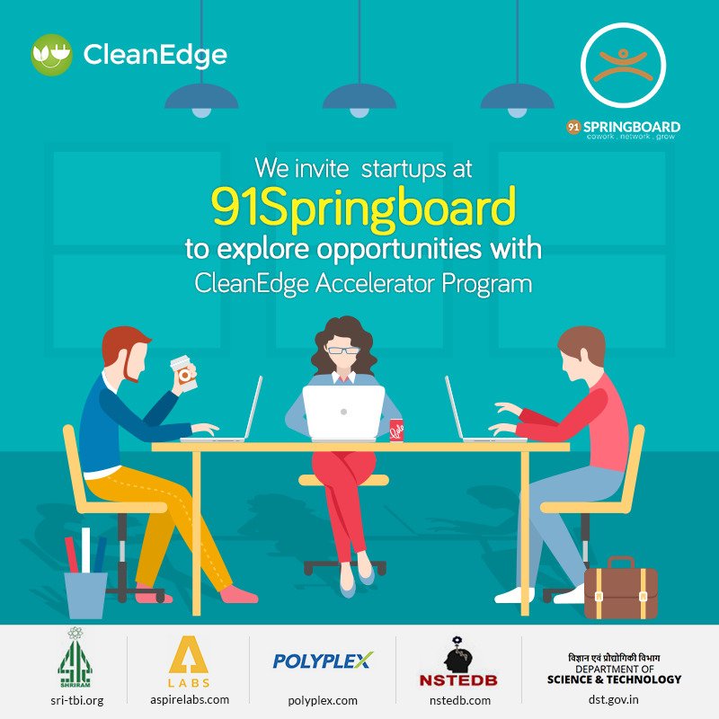91aspirelabs's tweet photo. To all the environmental friendly startups, let us together join hands.
We invite #startups at ##91springboard to explore opportunities with the #CleanEdgeAcceleratorProgram.
Apply for the program at https://t.co/iRzZJYG9kw https://t.co/oYhJx0Vjks