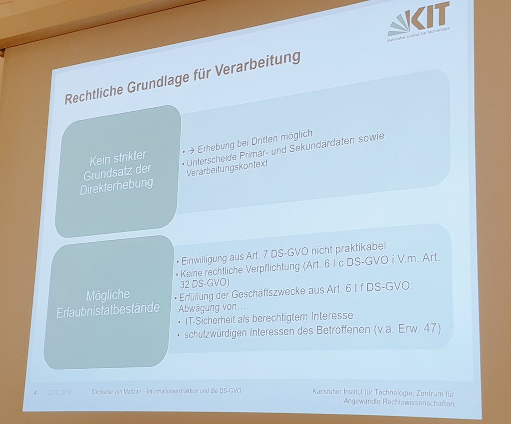 i_speiser's tweet image. Den dritten Vortrag im Track Datenschutz V bestreitet Stephanie von Maltzahn zum Thema "Informationsextraktion und DSGVO". #iris2019