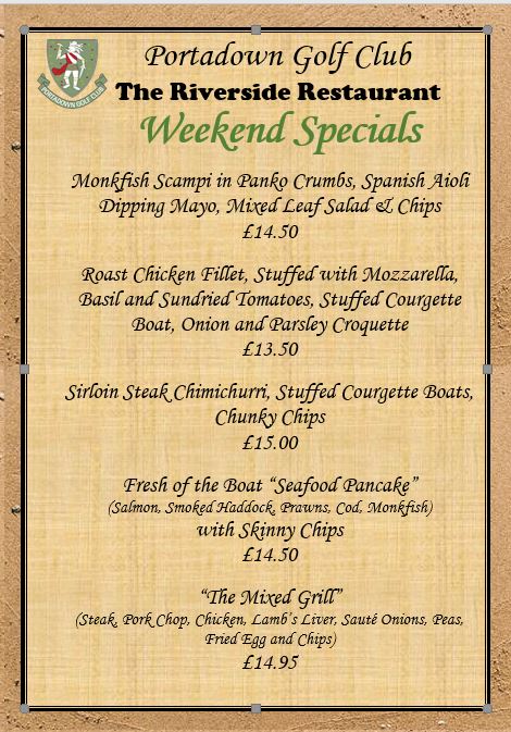 Come along and join us for some tasty weekend specials!!