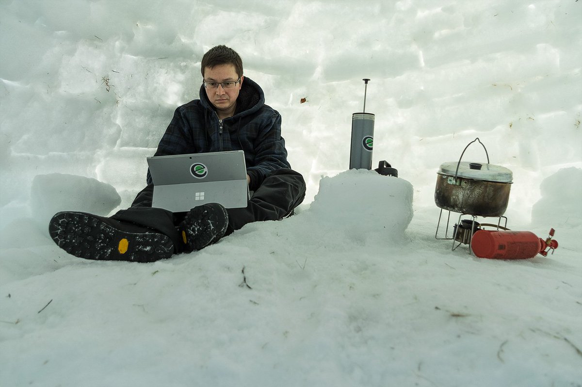 Lau_Stephen's tweet photo. Heading to #Stockholm for a talk about #docker @NOXConsulting with the other @Edument guys after a week of #remotework in #östersund.  Working in an #igloo is a little cold... #waaayoutofoffice https://t.co/lzVP139rEk
