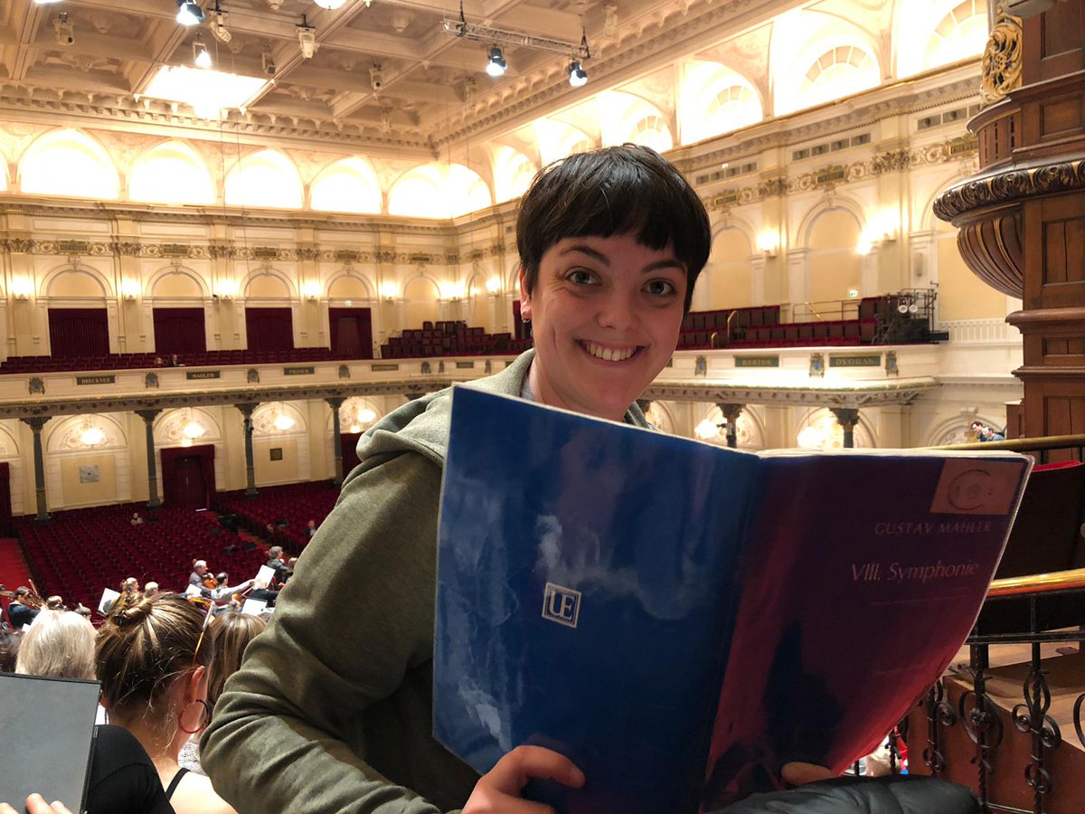 HenryMaynardE17's tweet photo. Jess reading her Mahler 8 score before performing @Concertgebouw in #Amsterdam #maynardreads #teammaynard #familyreadingchallenge https://t.co/axroEnzk2N