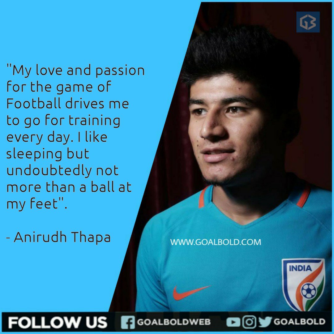 goalbold's tweet photo. @AnirudhThapa , One of the best midfielders in the country currently on what drives you to go for training everyday.

#IndianFootball #FootballQuotes #quotesoftheday https://t.co/Lpgo6ZUBpu