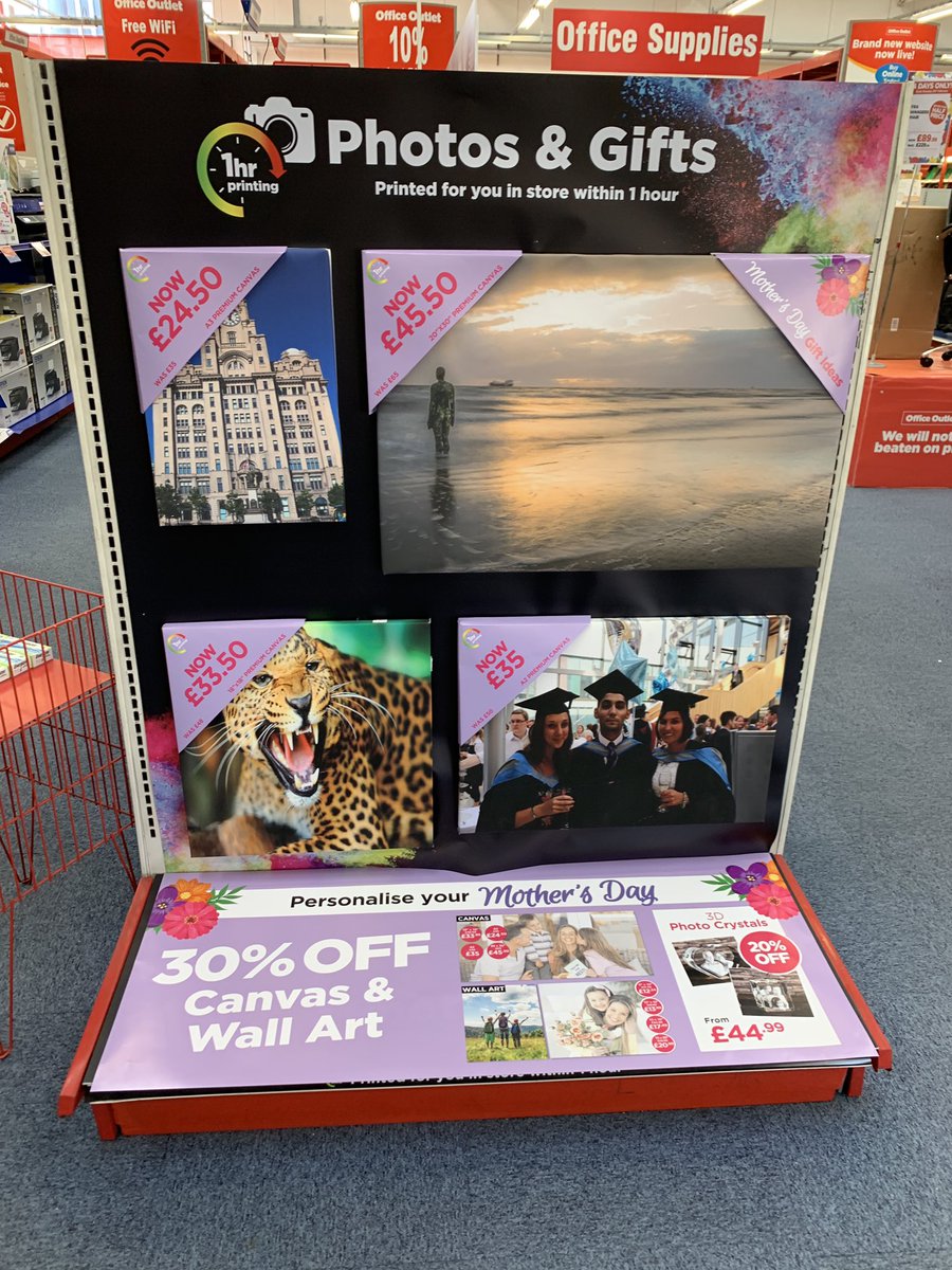 OfficeLiverpool's tweet photo. Get down to our liverpool store to take advantage of this fantastic offer! 30% off canvas prints in-store in time for Mother’s Day! @OfficeOutletUK1 

Contact us by phone 0151 261 0010 or email myself Robert at 

liverpool.print@office-outlet.co.uk

For more information https://t.co/IYbJnYezr2