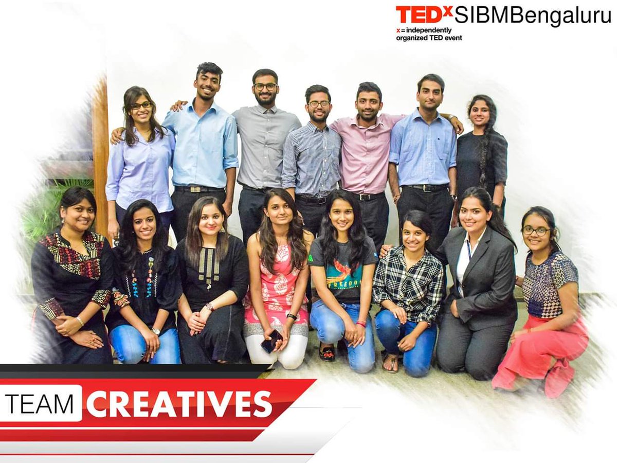 TEDxSIBM_B's tweet photo. Creativity is putting one's imagination to work, for most extraordinary results. Presenting the Creatives Team, who are making sure that the platform of TEDxSIBMBengaluru 2019 is the most beautiful stage for the ideas worth sharing.

#TEDxSIBMBengaluru #LifeAtSIBMB #FutureReady https://t.co/gttpwNSzeP