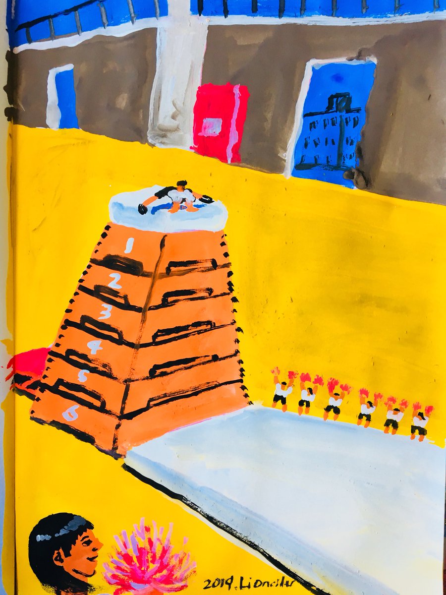 Lioncider No Twitter 体育の時間 跳び箱 跳び箱 Illustration Drawing Vaultinghorse High Gymnasium Cheer Mat Physicaleducation Image Art Picture Painting イラスト アート 作品 アクリル絵の具 ドローイング 絵 イラストレーション