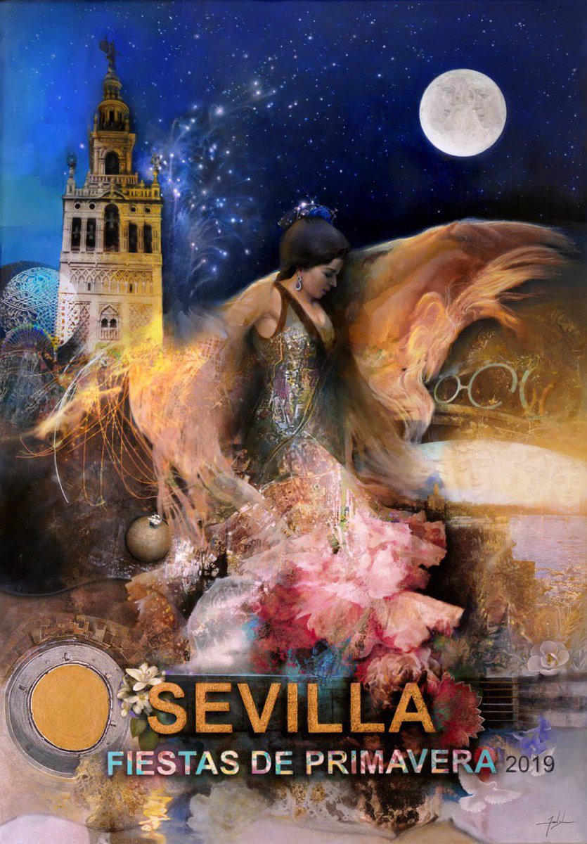 Ayuntamiento de Sevilla (@ayto_sevilla) on Twitter photo Este es el cartel anunciador de las Fiestas de la Primavera 2019, obra de <a href="/IsabelSola3/">Isabel Sola</a>
Una alegoría a Sevilla en primavera, estableciendo un paralelismo entre la vida y el sueño, el paso de la noche al día y el despertar de las flores que van anunciando las fiestas de la ciudad Este es el cartel anunciador de las Fiestas de la Primavera 2019, obra de <a href="/IsabelSola3/">Isabel Sola</a>
Una alegoría a Sevilla en primavera, estableciendo un paralelismo entre la vida y el sueño, el paso de la noche al día y el despertar de las flores que van anunciando las fiestas de la ciudad