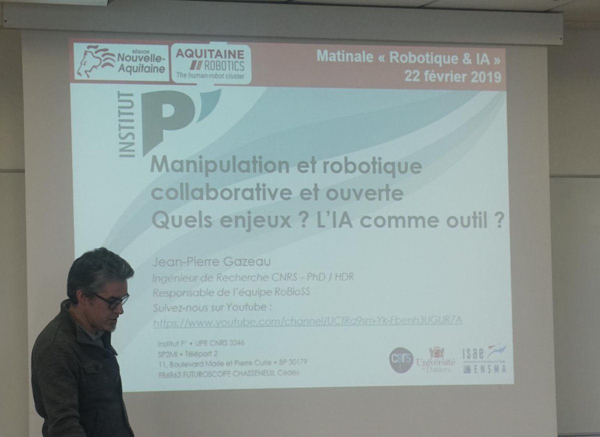 AQ_Robotics's tweet image. Manipulation &amp;amp; #robotiquecollaborative et ouverte, quels enjeux ? l&apos;IA comme outil ? JP Gazeau, IR CNRS PPRIME
Qd visualisation 3D et #IA s&apos;associent pour assister l&apos;humain Y. Assouline ITECA
Labo Mach4 : Robotique, RV, RA et IA au service de l&apos;#usinedufutur, A. Favareille, ITECA