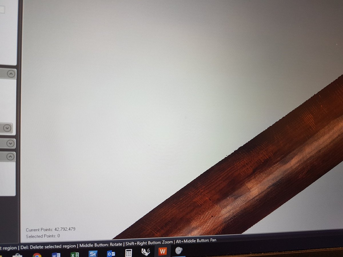 Tradboats's tweet photo. Day 3 at the Mary Rose collections, more longbow scanning with the #faro quantum-s colour scan arm thanks to @shorton_faro , switched to raw data capture mode today and the level of detail captured in colour is amazing. #archaeology #LaserScanning @sotonarch #digitalarchaeology https://t.co/efHCFTJsNa