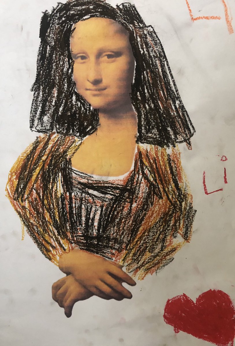 Ik kan me niet voorstellen dat wij hier op de kleuterschool mee bezig waren. 
#monalisa #kunst #opvoeding