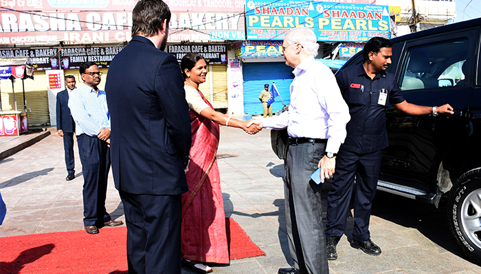 Director_DHT's tweet photo. It was a pleasure for us to host the US Ambassador to India, Mr.Kenneth Ian Juster, during his visit to Charminar and Mecca Masjid, in Hyderabad on February 21st, 2019. #HeritageTelangana #Charminar #USAmbassadortoIndia #MeccaMasjid @USAmbIndia @USCGHyderabad @USAndIndia https://t.co/tkOvbwzGoD