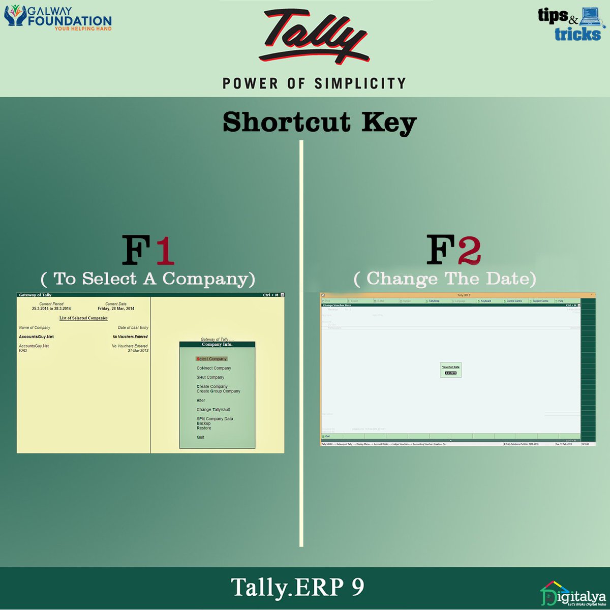 GalwayFdn_CSR's tweet photo. Tips & Tricks for the day
@GalwayFdn_CSR #Helpynghand #tipsandtricks #tally #tallyerp9 #Digitalindia #Digitalliteracy #quicktricks #Galwayvoulnteer #education #tips #computer @_DigitalIndia @NDLMIndia @TallyERPService https://t.co/FlmctjQWGa