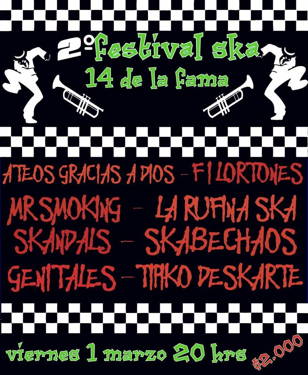 LaRufina's tweet photo. Viernes 1 de marzo se viene el 2º Festival Ska en 14 de la Fama 🎵 y con @LaRufina estaremos presentes junto a pulentas bandas. #Ska #Reggae #SkaPunk #SkaJazz #LaRufinaSka https://t.co/a8gsUzdth1