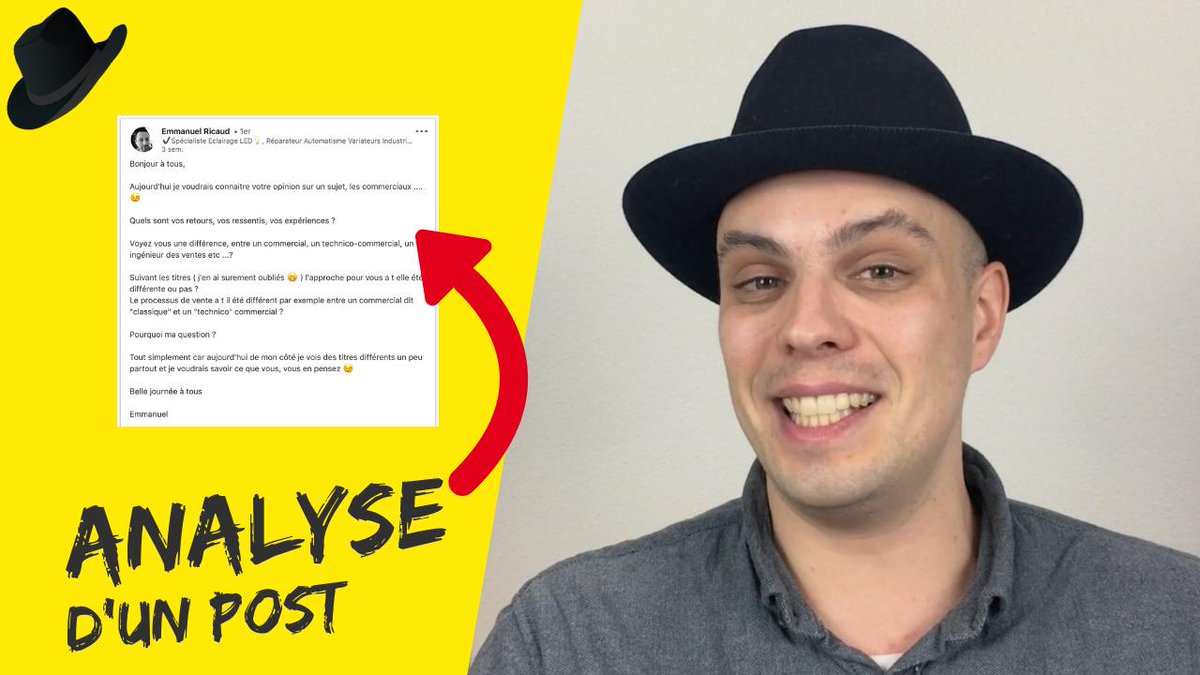 J'analyse un post #LinkedIn en vidéo !
Et je donne mes conseils pour le rendre plus engageant et plus persuasif.

C'est publié sur LinkedIn bien évidemment ;) linkedin.com/feed/update/ur…

#ChapeautezVosContenus 🤠