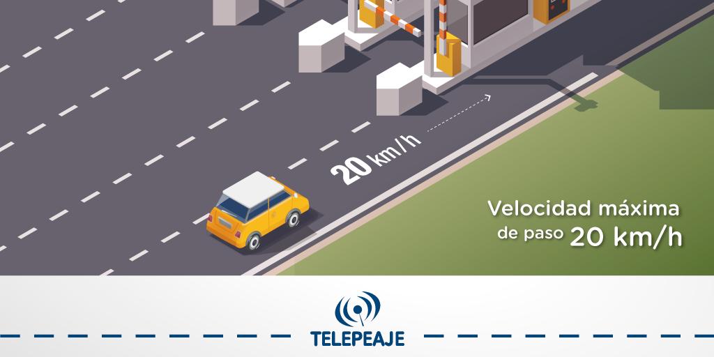 Recordá que la velocidad máxima de paso es de 20 km/h. Disfrutá de los beneficios de Telepeaje con seguridad.