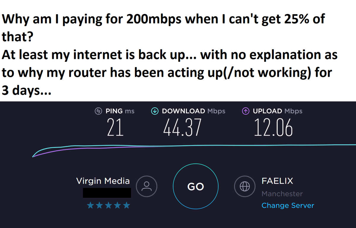 TwoNeuronstream's tweet photo. @virginmedia "2 minutes" of hold is now an hour. When your customer service is as laggy a your internet: #ISPFail #badcustomerservice and interrupts work (both academic and as a an #indiedev). @bt_uk and @ee can either of you two provide (and guarantee) me at least 100 mbps? https://t.co/z7BxCRDpRu