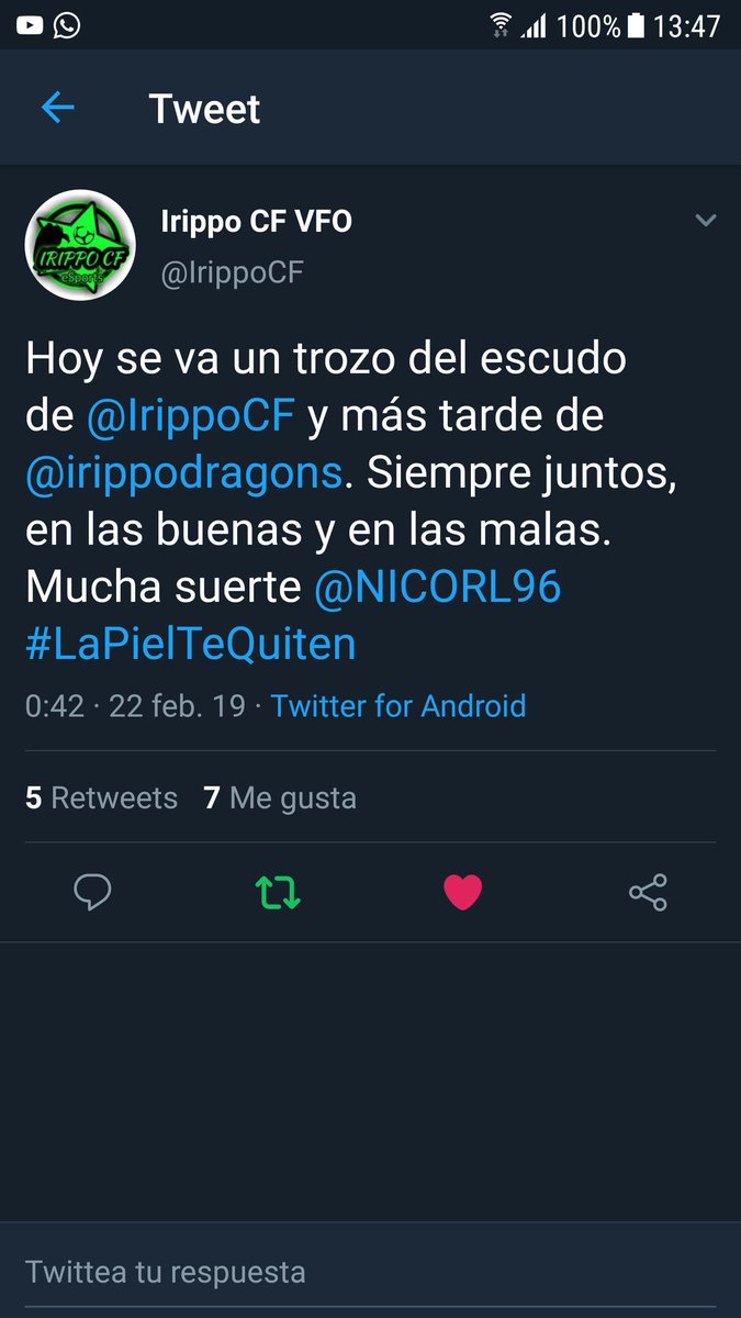 Ayer me despedí des mis compañeros en <a href="/IrippoCF/">Irippo CF VFO</a> &amp; @irippodragons 
Me dejo grandes amigos, momentos muy buenos, una familia

Puedo decir con orgullo, que ha sido una grandísima experiencia, y, puedo sentirme orgulloso de haber formado parte de este equipo.

Hoy, mis buenos días🔰