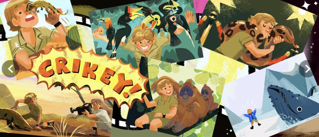 Take 30 seconds and check out the fantastic interactive Google Doodle for today... It tells the story of Steve Irwin’s life—as a voice for conservation, as a husband, and as a father. It’s hard to think of a person who was more universally loved. Man, I miss watching him play. 😔