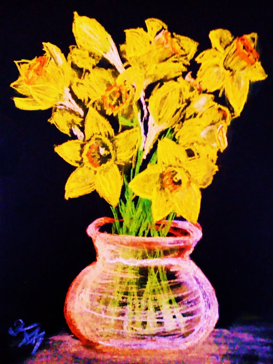 Wiosna blisko ,u mnie również -  moje dzisiejsze kwiaty  🥀🌺🌼🌷
 #painting #artists #artgallery #canvas #acrylicpainting #painters #malarstwo #Flowers #Yellow