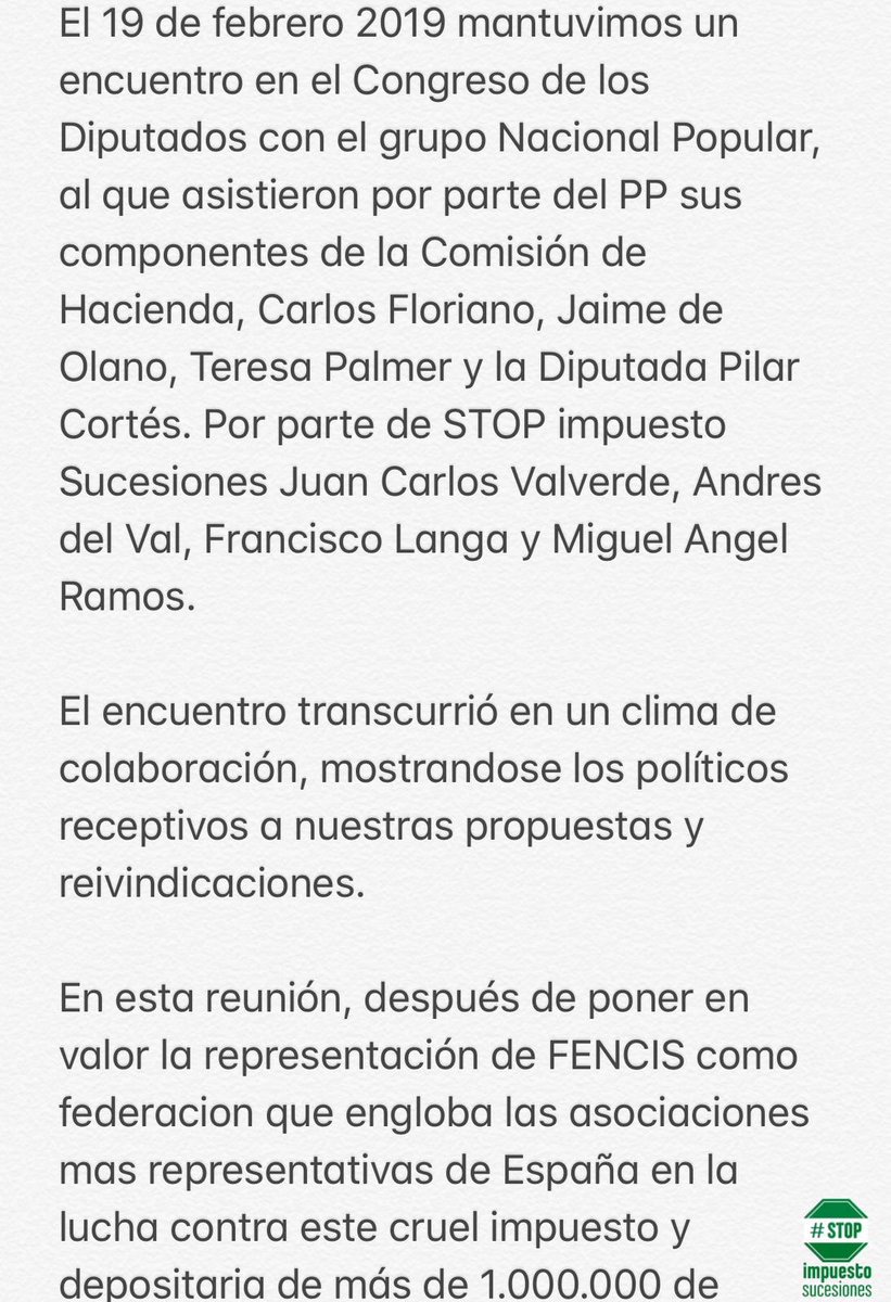 impuestosucesio's tweet photo. Las plataformas que luchan contra el Impuesto de Sucesiones y Donaciones en España integradas en #FENCIS han iniciado una serie de contactos con partidos políticos para impulsar la supresión definitiva de ese impuesto y para que los políticos conozcan conozcan el drama. https://t.co/z2cwgfJzr9