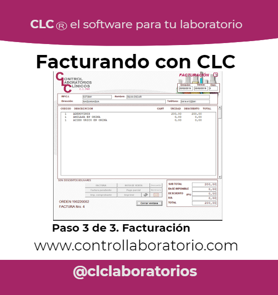 clc_lab's tweet photo. Y así terminas de facturar en CLC Software
Paso 3 de 3 Facturación: Verificas los datos e Imprimes!
#facturar #facil #entrenamiento #softwarelaboratorio #sistema #programa #laboratorio #Control #PromotorCLC #Venezuela #Mexico #21Feb #Peru #Honduras #Bolivia #Automatización https://t.co/AAX41kFQDO