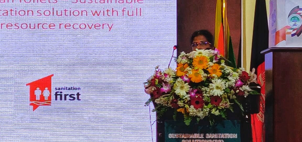 tspadmapriya's tweet photo. Spoke about @SanFirstIndia s container based GroSan toilets at the SACOSAN #3Sconference in Sri Lanka. An ideal non-sewered ecological solution to combat water scarcity, inadequate infrastructure, contamination & environmental pollution #circulareconomy #GoGroSan #SwachhBharat https://t.co/nsjSApHJxl