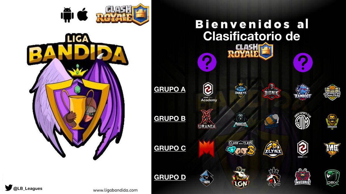 ⚜️ CLASIFICATORIO

Os presentamos los 20 equipos que van a luchar por estar en la LIGA.

Ya hemos realizado el sorteo de grupos y mañana serán publicados en la web ligabandida.com

Empezamos el Lunes 25.

▫️¿Quiénes son los dos favoritos?

¡Bienvenidos y suerte!💜