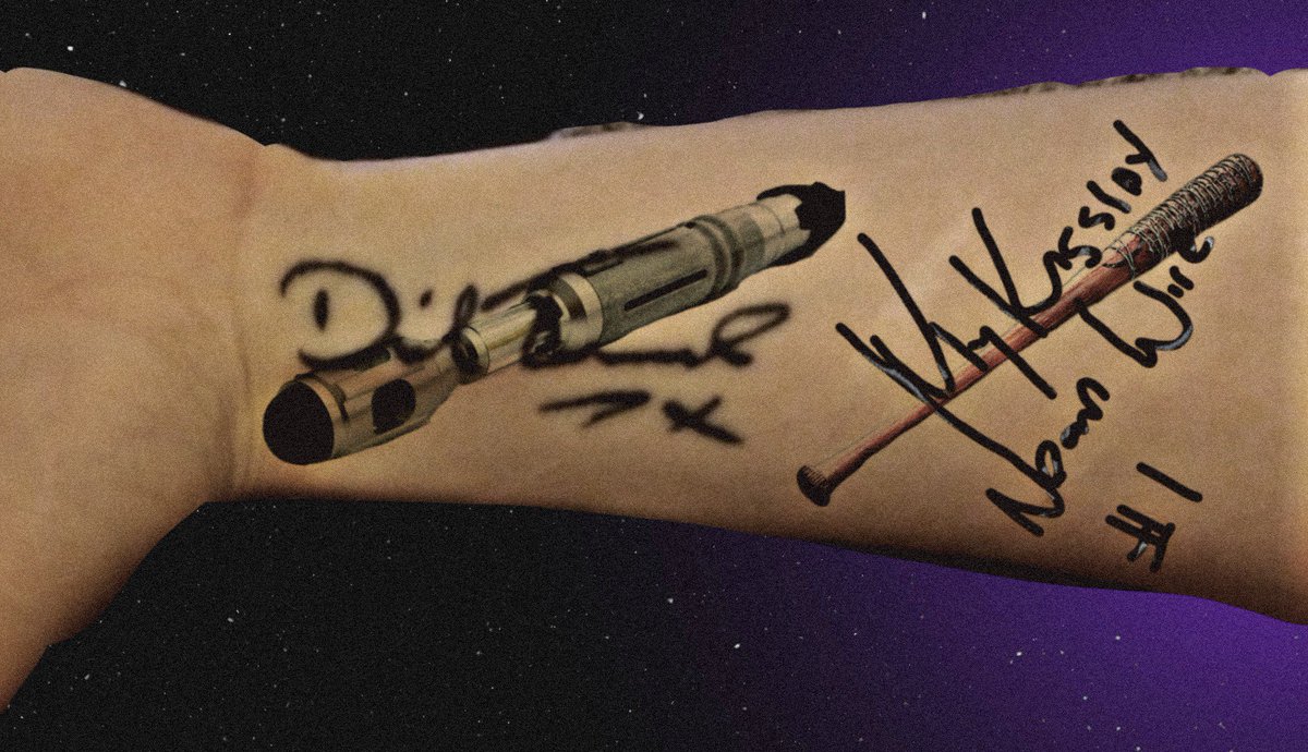 #tattoohelp #jdmorgan #DavidTennant #TWDFamily #doctorwho #tattoos
The only thing on this that's real is Tennant's autograph, I'm just playing around with the sonic, Lucille, and what jdmorgan wrote on my pic.