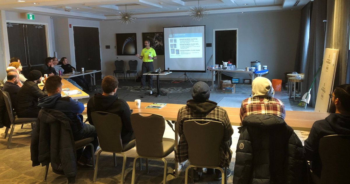 LATICRETECanada's tweet photo. We had some great local training this week in Saskatoon &amp; Winnipeg educating attendees on #SPARTACOTE resinous flooring &amp; decorative coatings products. 
If you'd like to attend free training email us at socialmedia@laticrete.com 
#laticrete #laticretecanada #producttraining https://t.co/dDEYVTU5mE