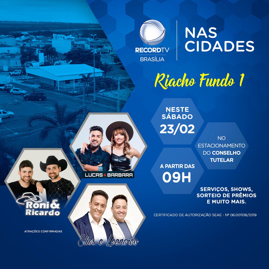 recordtvbsb's tweet photo. É amanhã Riacho Fundo! 🔊
Venha e traga toda a família para concorrer a vários prêmios e festejar com o time da Recordtv!
Estamos te esperando. 🎉😉🎉 #recordtvnascidades #riachofundo1 https://t.co/sxpBhFrHlg