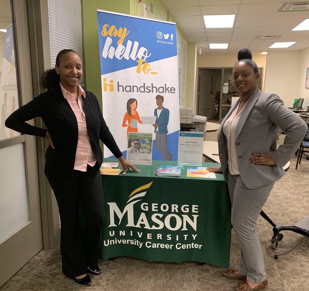 NOVASHRM's tweet image. Here’s our Co-VP of SIGs, Tiffany Deans, and Community Relations Coordinator, Martine DeVoe representing NOVA SHRM at a recent Resume Clinic at George Mason University! #NOVASHRM #GMU #studentoutreach