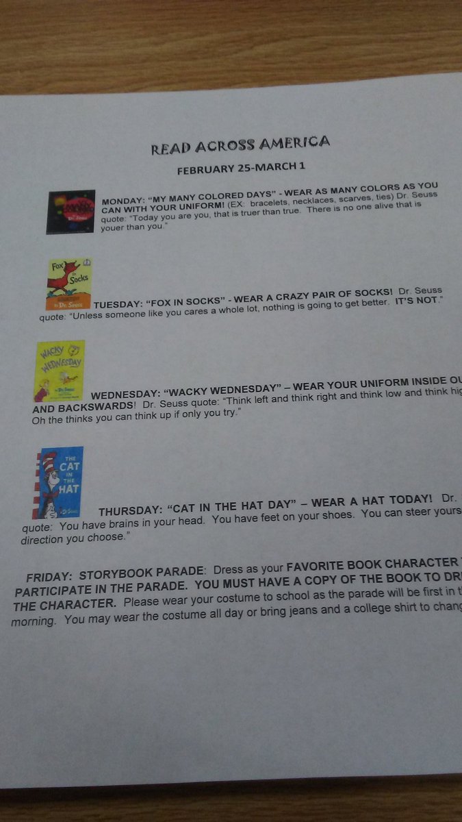 mpiggy's tweet photo. CHCP will celebrate READ ACROSS AMERICA WEEK next week.  Here is a list of some of the activities that we will have.@CHISDCP https://t.co/G3kVTvTfVz
