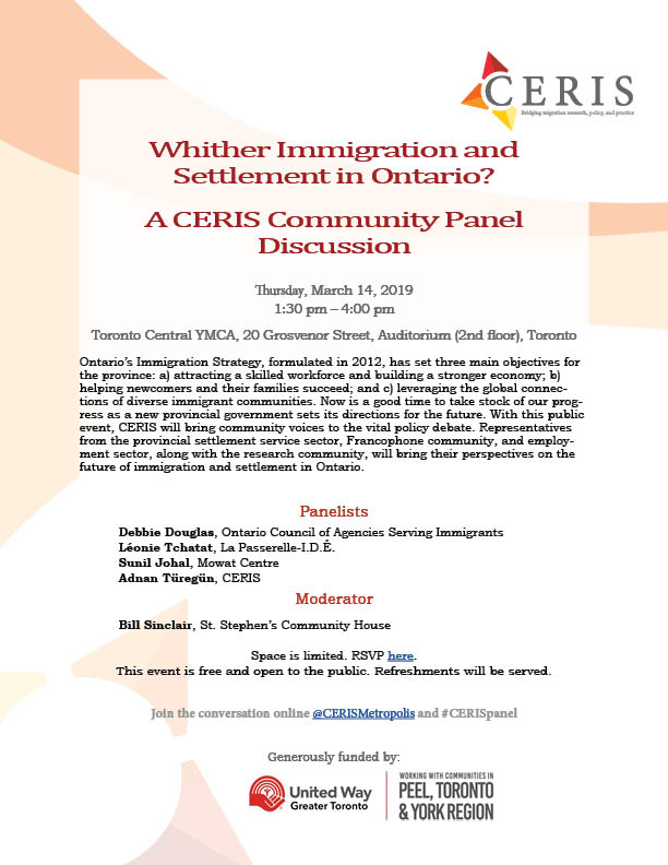 TEQ_LIP's tweet image. Don't miss this upcoming panel discussion "Whither Immigration and Settlement in Ontario?" by @CERISMetropolis register here: eventbrite.ca/e/whither-immi… #CdnImm