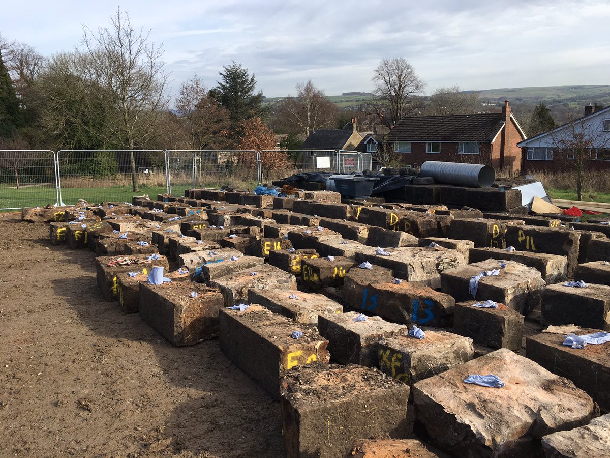 Marple Lock 11: photos taken today of the excavation and carefully dismantling the lock walls. This is major civil engineering work! We need to save the sandstone blocks and reuse them in reconstruction laying them in the same order.