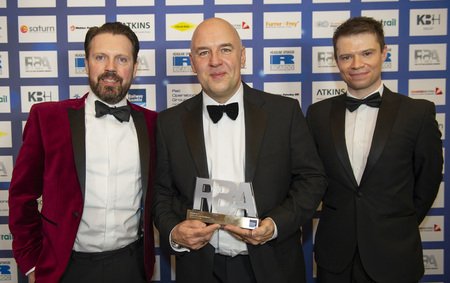 RSS_Infra's tweet photo. It was great to see @PeteWatermanOBE last night at the @RB_Awards demonstrating his support for the @RBF1858 - supporting railway people and their families. We would also like to say thank you to @theJeremyVine for awarding us with the Safety and Security Excellence Award! https://t.co/n8og2rAjfs