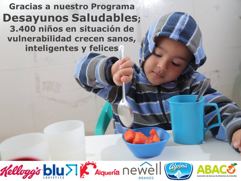 Por cuarto año consecutivo se ejecuta el Programa Desayunos Saludables, en donde se brinda a 3.400 niños de 9 ciudades del país la oportunidad de acceder a un Desayuno.

Blu Logistics forma de este gran proyecto para brindarles lo mejor a el futuro de Colombia, los niños.👦👧