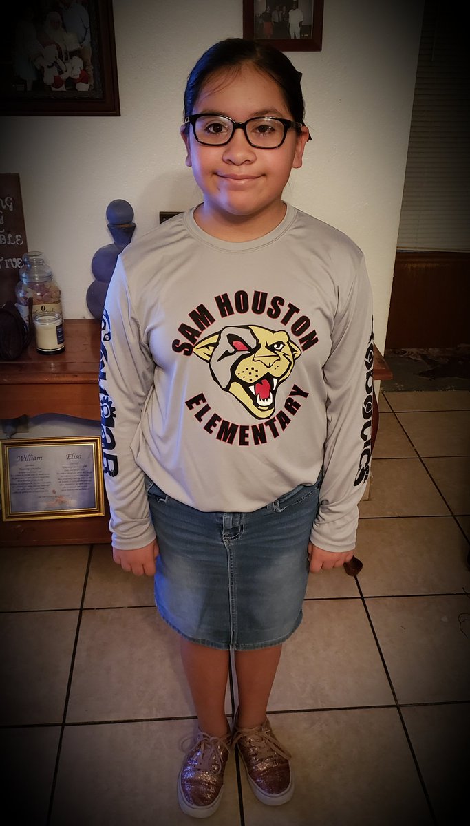 Mrs_LQRivera's tweet photo. Ariana representing her Robotics team before their first competition this weekend. She is so proud to be following in big brother's footsteps! @robotics_cougar
@houstonmisd #MISD #SHERocks #DistrictofChampions #yourchildisfamily #mychildisfamily https://t.co/GQJ3EkMpCI