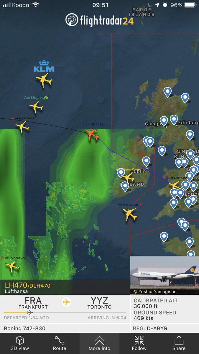 ErnestGutschik's tweet photo. #YYZ Alert π¨ βοΈ
Lufthansa sending a Boeing 747-8i for the fourth day in a row, a first for Toronto Pearson. Planned ETA is 1555 for #DLH470 from Frankfurt. No official word from Lufthansa if this is a permanent switch or temporary. https://t.co/F1lReXgnhr