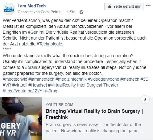 BVMed's tweet photo. Unser #MedTech-Video der Woche: 
Virtuelle Realität im Einsatz bei Gehirnoperationen 
https://t.co/GSHUng0V9l
..
#medtechvid #iammedtech #medizintechnik #videoderwoche 
#3D #VR #VirtualReality Intel Surgical Theater https://t.co/4ymNF1dOT5