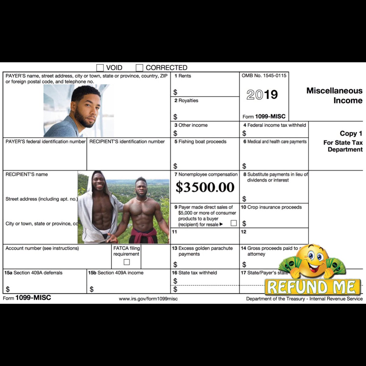 Swipeman3's tweet photo. When filing your taxes make sure you include all your documented income. That may range from W2 , GAMBLING and 1099 miscellaneous. #refundme https://t.co/x6fk0vsa0k #jussiesmollett #3500 #nigerian #empire #taxseason #1099 https://t.co/ckY9lnT0pX