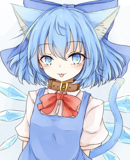 猫の日らしいので猫チルノ
#猫の日⁠
#深夜の真剣お絵描き60分一本勝負 