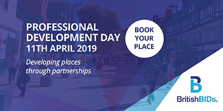 Developing places through partnerships. Hosted alongside @WatfordBID, this year's Professional Development Day on the 11th April will provide an opportunity for learning more about place management. Find out more &amp; book your place: bit.ly/2GXCbWG