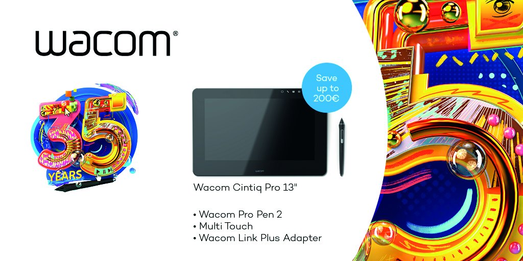 wacom's tweet photo. Create directly on screen with our most natural pen experience ever. Safe up to €200 on your #Wacom #CintiqPro 13 touch, incl. Wacom Link Plus:
https://t.co/s8ayGnpVhY https://t.co/Erb7BQuXsl