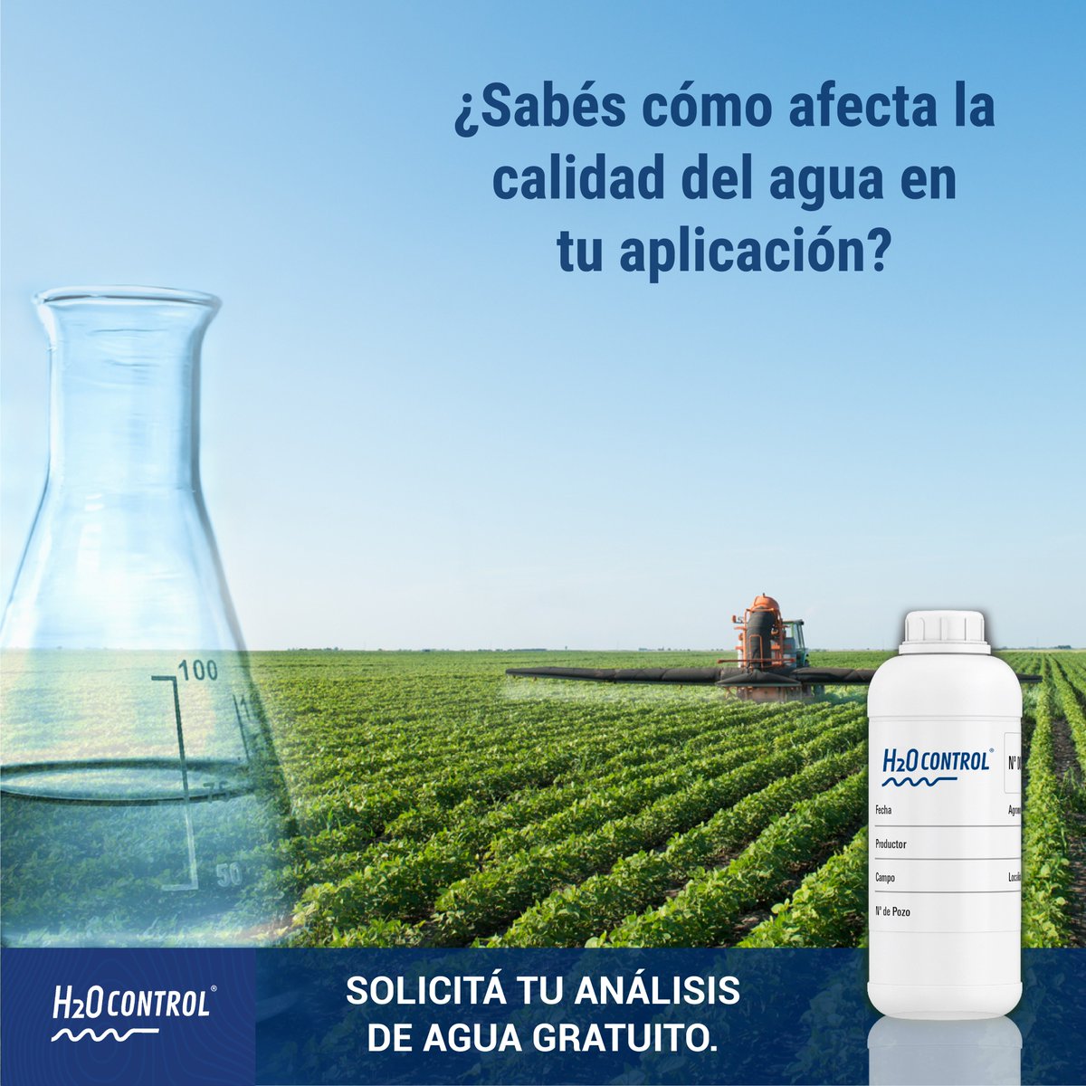 ¿Sabés cómo afecta la calidad del agua en tu aplicación? Enterate cómo solicitando tu análisis de agua gratuito*.
*Análisis físico-químico para aguas de uso agrícola.

#h2ocontrol #productosh2ocontrol #agrociencia #agro #solucionesagricolas #analisisdeagua #agroindustria