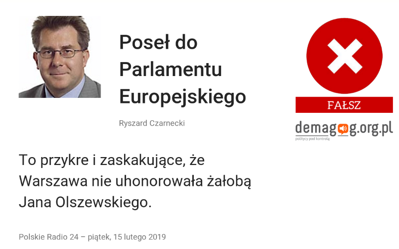 DemagogPL's tweet photo. ❌ #Fałsz @r_czarnecki o żałobie narodowej po Janie Olszewskim.
Jak się okazuje Warszawa uhonorowała żałobą Jana Olszewskiego.
➡https://t.co/pqBhi7ttiU
#FactCheck #DemagogPL https://t.co/2L3GUF5BHZ
