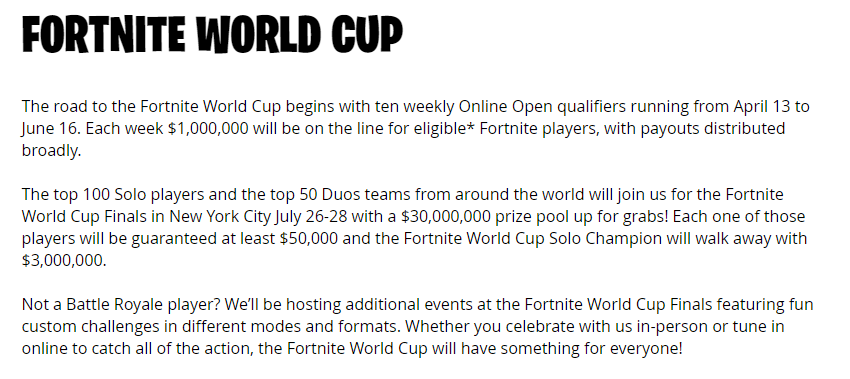 13 to compete http epicgames com fortnite competitive en us news fortnite world cup details sessioninvalidated true fortnite esportspic twitter com - fortnite world cup solo prize