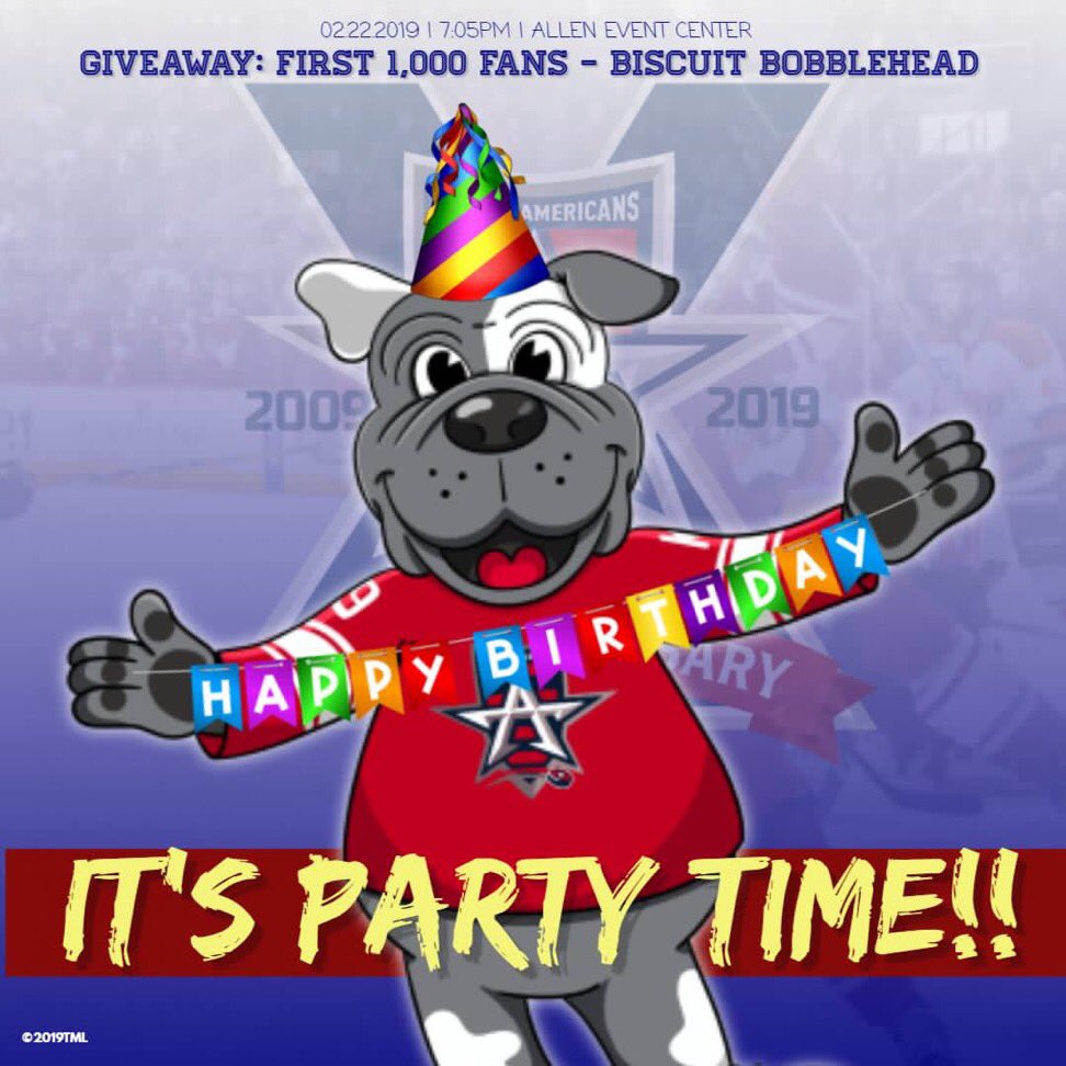 bestechlmascot's tweet photo. The #countdown begins!!!! Today is the day....it's MY BIRTHDAY! Come out tonight and join the party! Be sure to meet my VIP guests and I will give the first 1,000 fans a Biscuit Bobblehead!#bestechlmascot #whosreadytoparty #puckdropsat705 #birthdaybash #excited @AllenAmericans https://t.co/NpjBsHgvAO