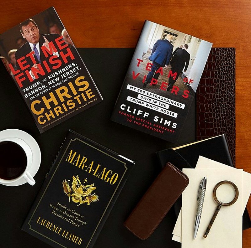You've seen the headlines, now read the stories. Browse new political books in store. #maralago #letmefinish #newsmakers #currentaffairs #politicalbooks #books #BarnesandNoble #teamofvipers