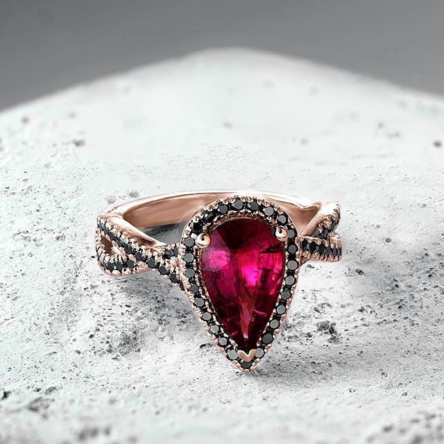 Black diamond Pink tourmaline Engagement ring ift.tt/2TdQj4w