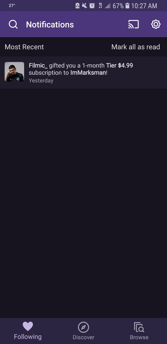 RockShop2020's tweet photo. @Marksman I watch/listen to your stream everytime your on. First time ive ever received this little notofication. What do. https://t.co/fRlzRku3e2